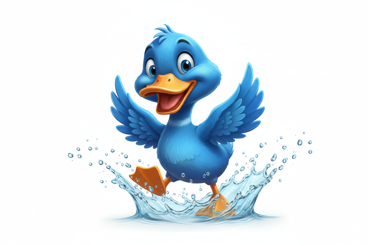 make a playful blue duck for a test product