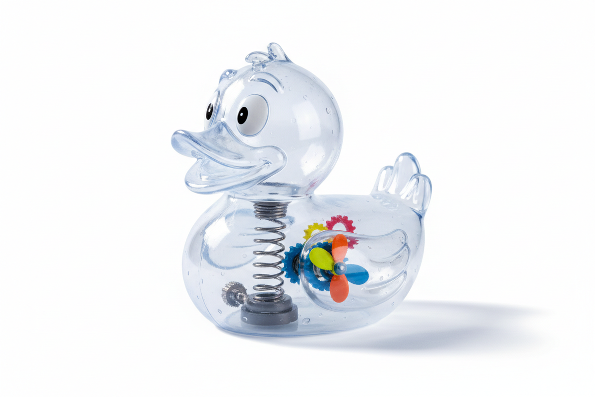 make me a silly clear duck for a test product