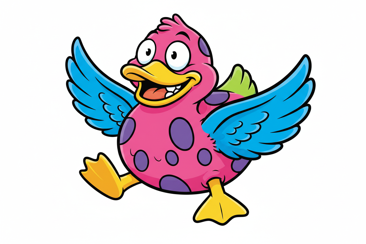 make me a silly multi color duck for a test product